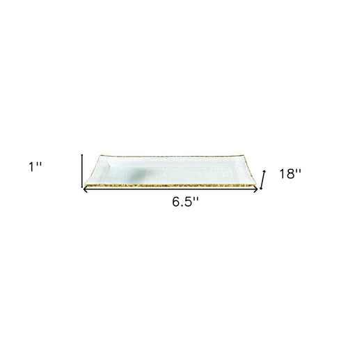 18 Mouth Blown Rectangular Edge Gold Leaf Serving Platter or Tray